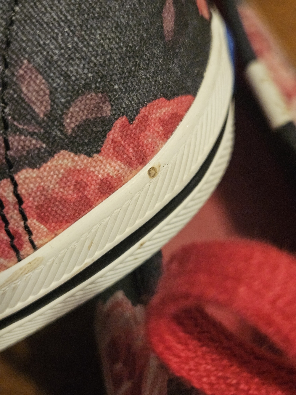 kate spade Black Sneakers with Red Floral Print and Red Tassels - Picture 4 of 14
